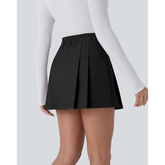 Halara High Waisted Invisible Zipper Pleated Mini 2 in 1 Skirt Sz Large Womens B - Picture 9 of 13